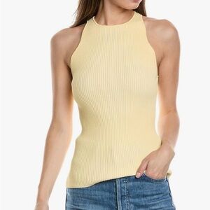 Ganni Yellow Ribbed Sleeveless Tank Top